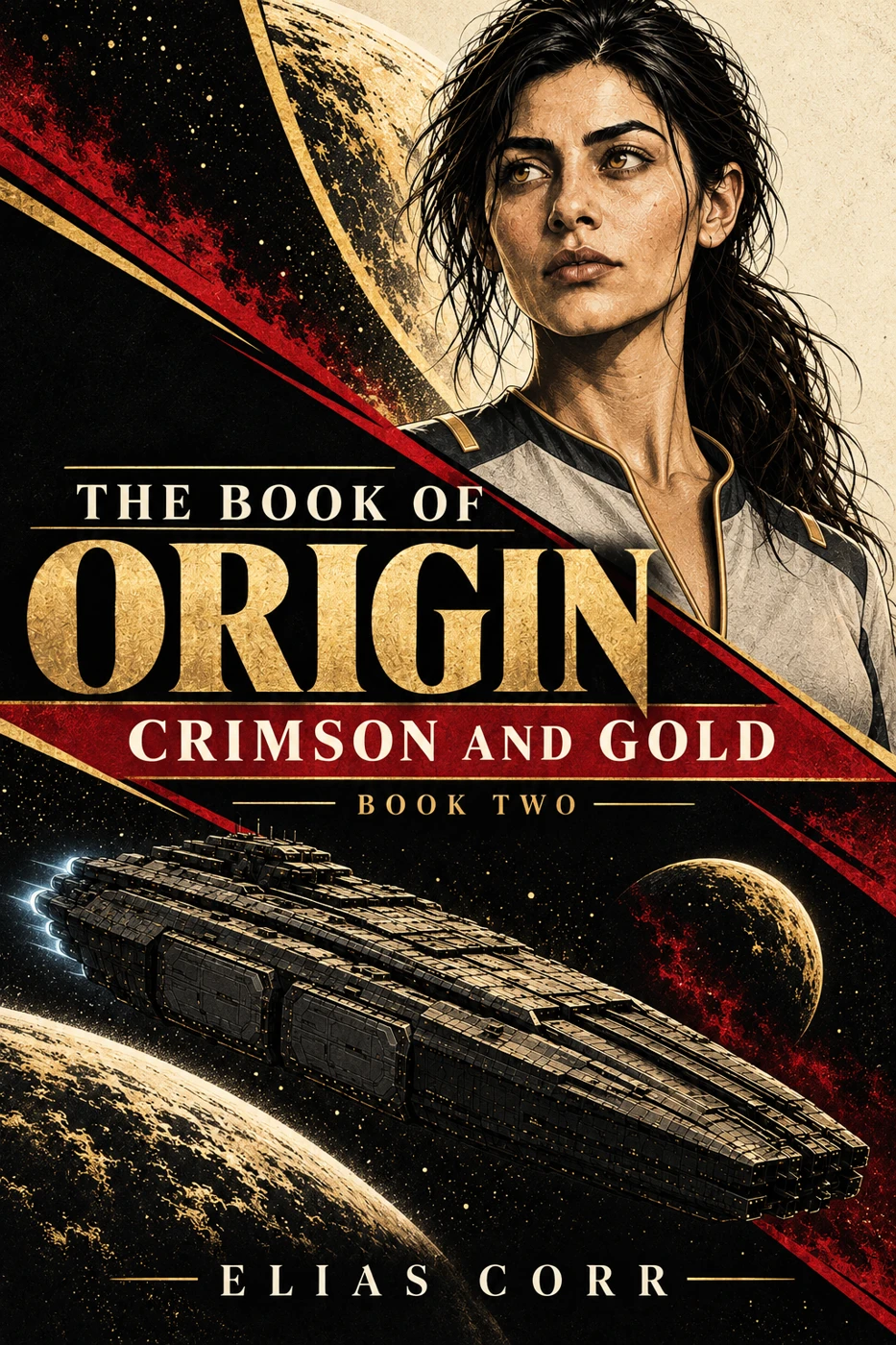 Book Two: Crimson and Gold cover, featuring Ashariel and First Light
